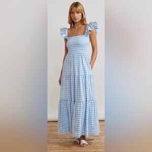 KITRI Aisha Gingham Seersucker Midi Dress (US 4-6) EUC